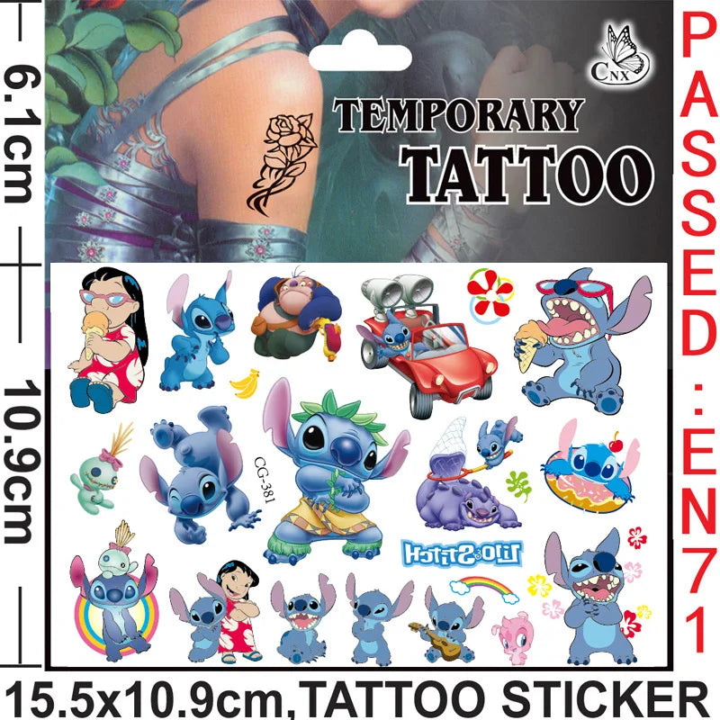 Disney Anime Lilo & Stitch Tattoo Stickers Kawaii Stitch