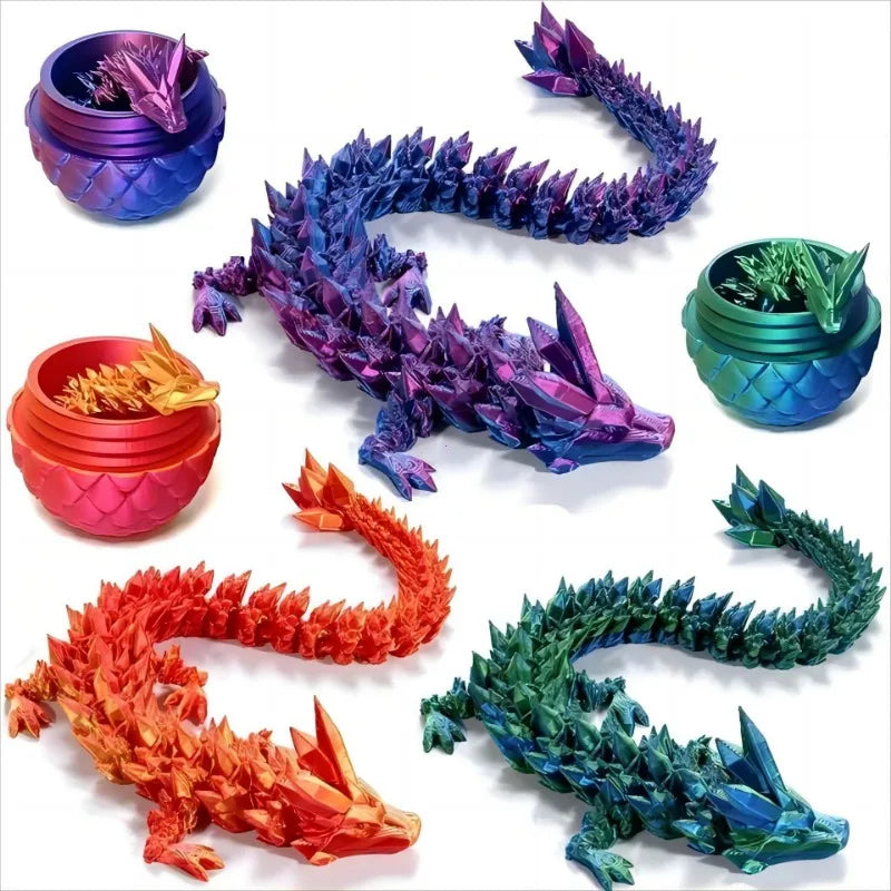 1/2PCS 3D Printed Dragon Egg with Dragon Movable Rotatable