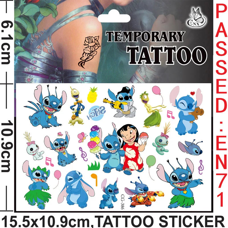 Disney Anime Lilo & Stitch Tattoo Stickers Kawaii Stitch