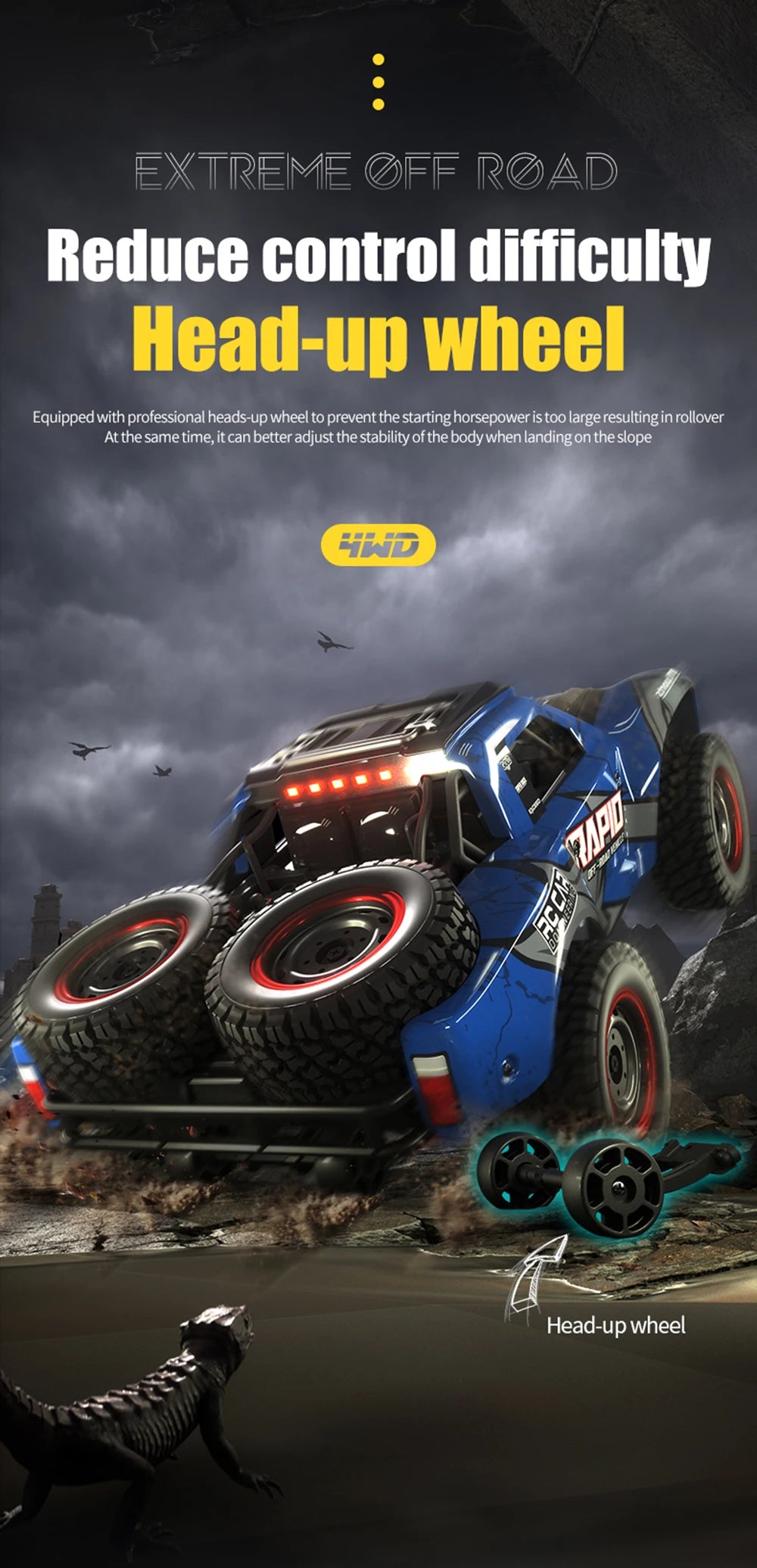 70KM/H 4WD RC Car With LED Headlight Remote Control Car