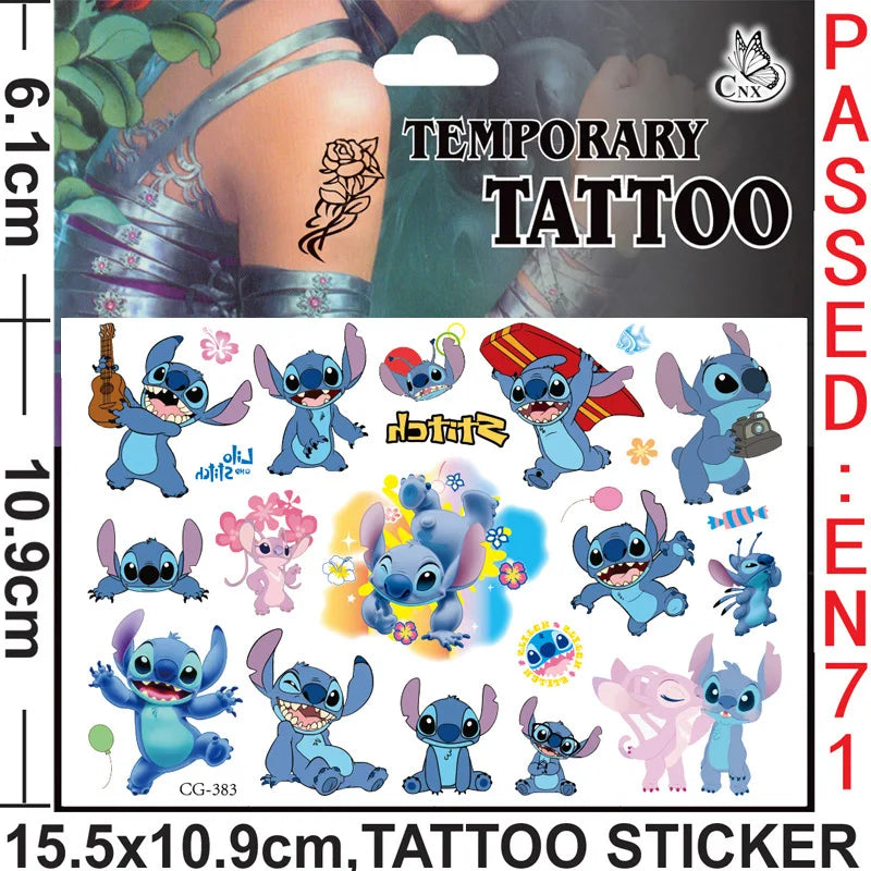 Disney Anime Lilo & Stitch Tattoo Stickers Kawaii Stitch