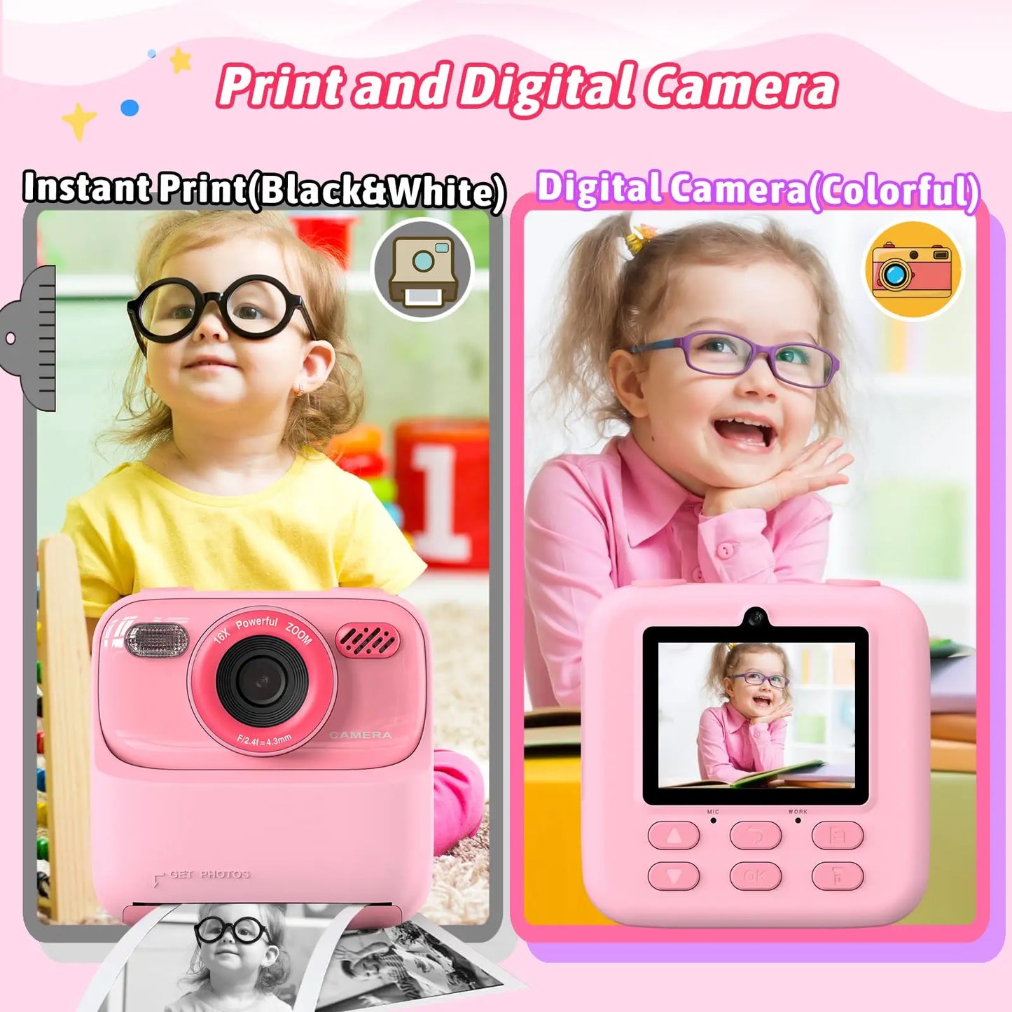 Kids Camera Dual Lens Selfie Digital Camera