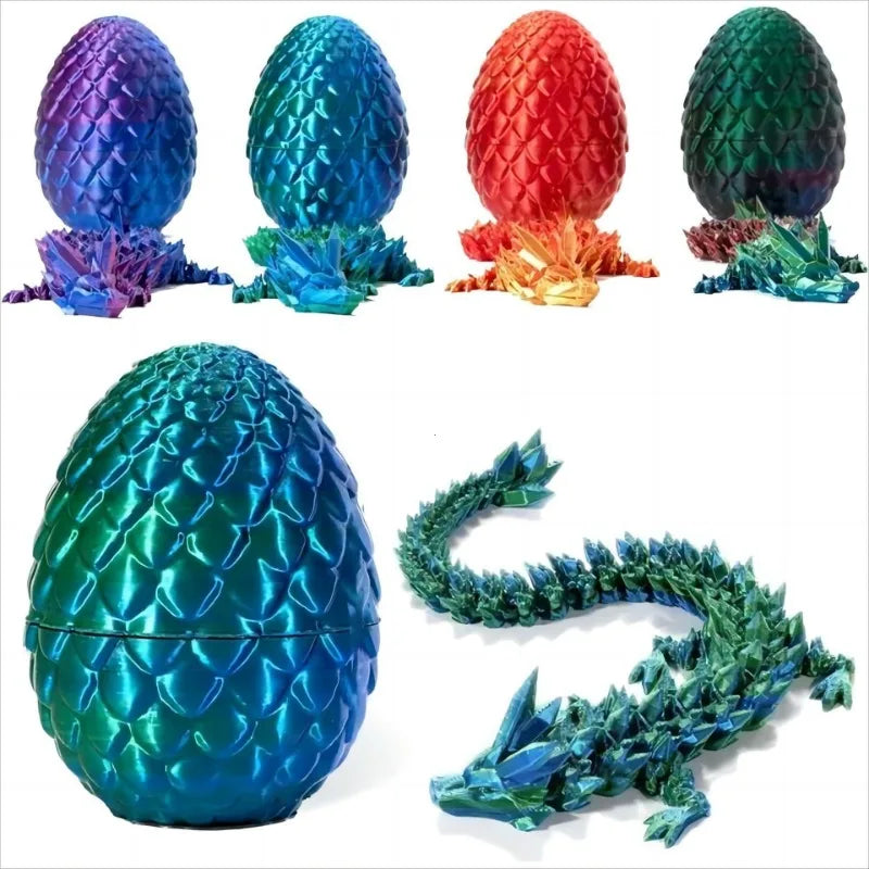 1/2PCS 3D Printed Dragon Egg with Dragon Movable Rotatable