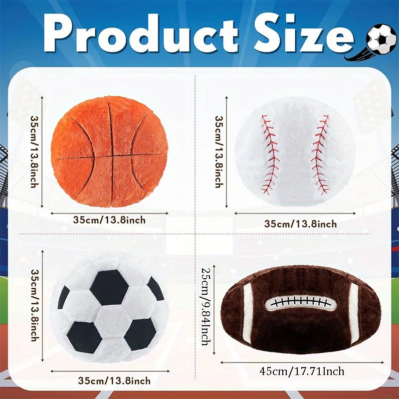 1pcs Sports Pillow Fluffy Filled Baseball Pillow Soft Throw Pillow