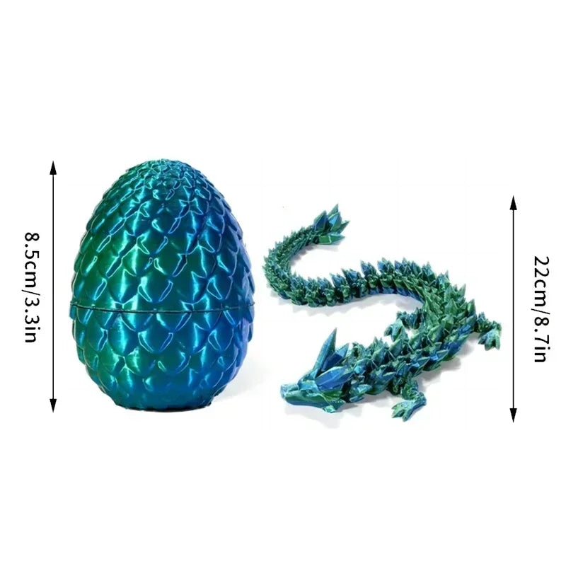 1/2PCS 3D Printed Dragon Egg with Dragon Movable Rotatable