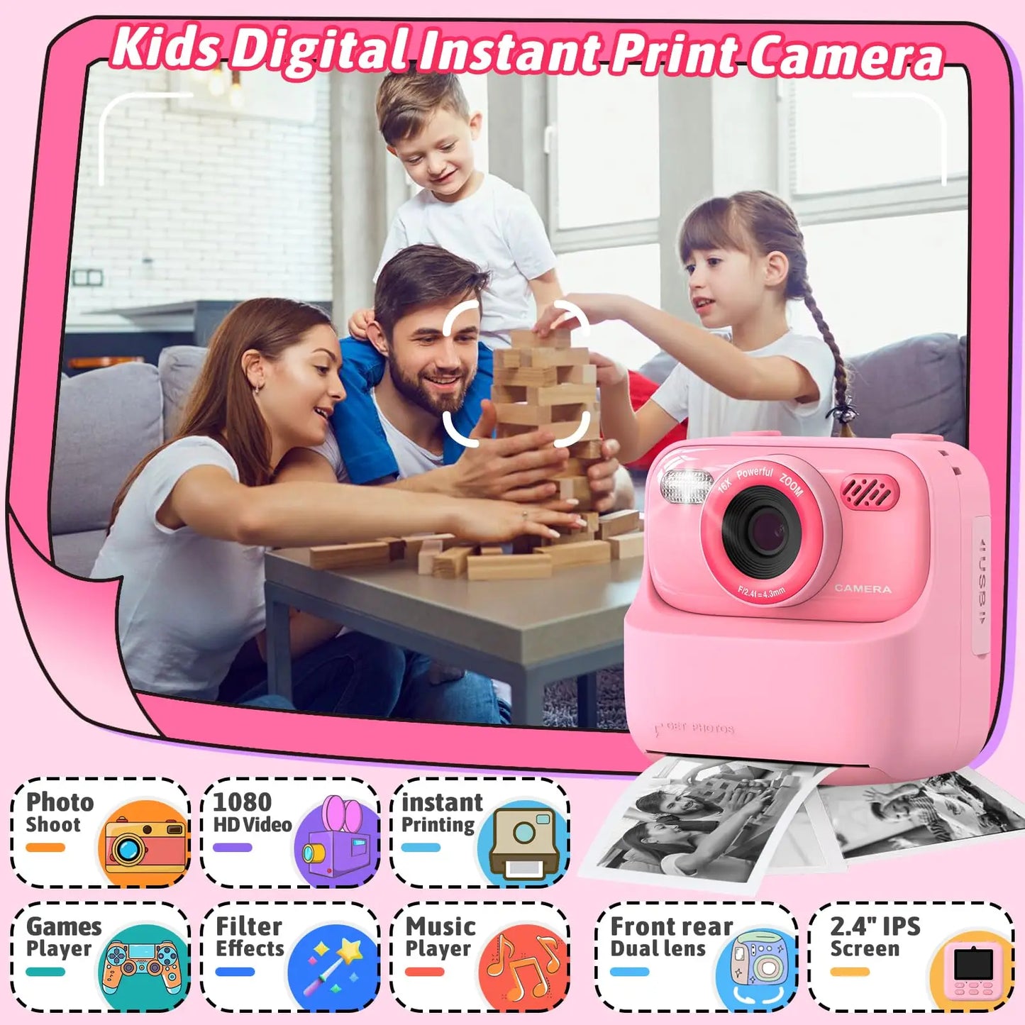 Kids Camera Dual Lens Selfie Digital Camera