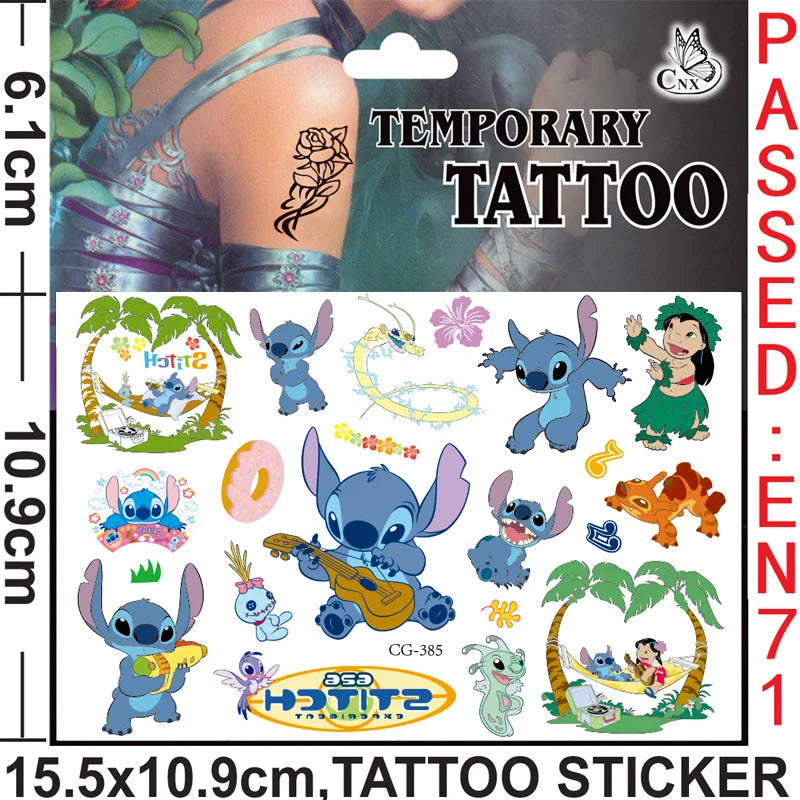 Disney Anime Lilo & Stitch Tattoo Stickers Kawaii Stitch