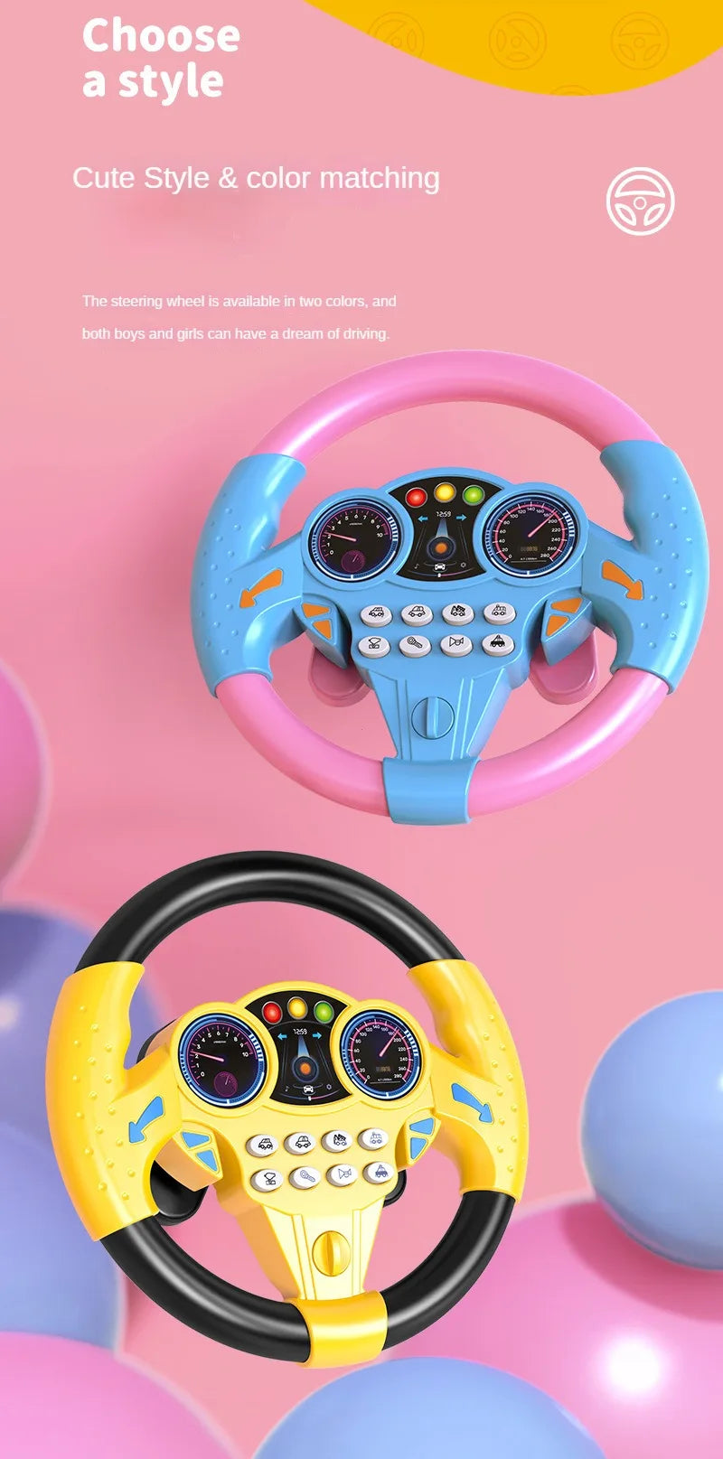 Shining Simulation Steering Wheel Toys