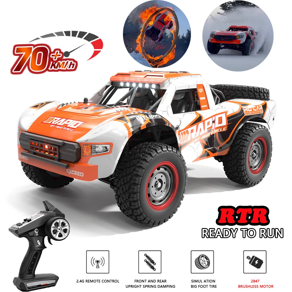 70KM/H 4WD RC Car With LED Headlight Remote Control Car