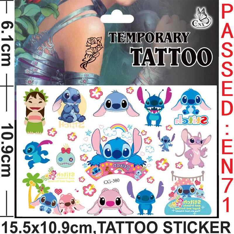 Disney Anime Lilo & Stitch Tattoo Stickers Kawaii Stitch