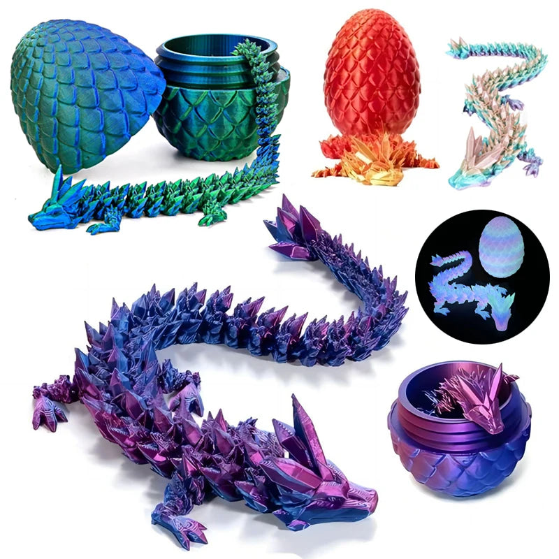 1/2PCS 3D Printed Dragon Egg with Dragon Movable Rotatable