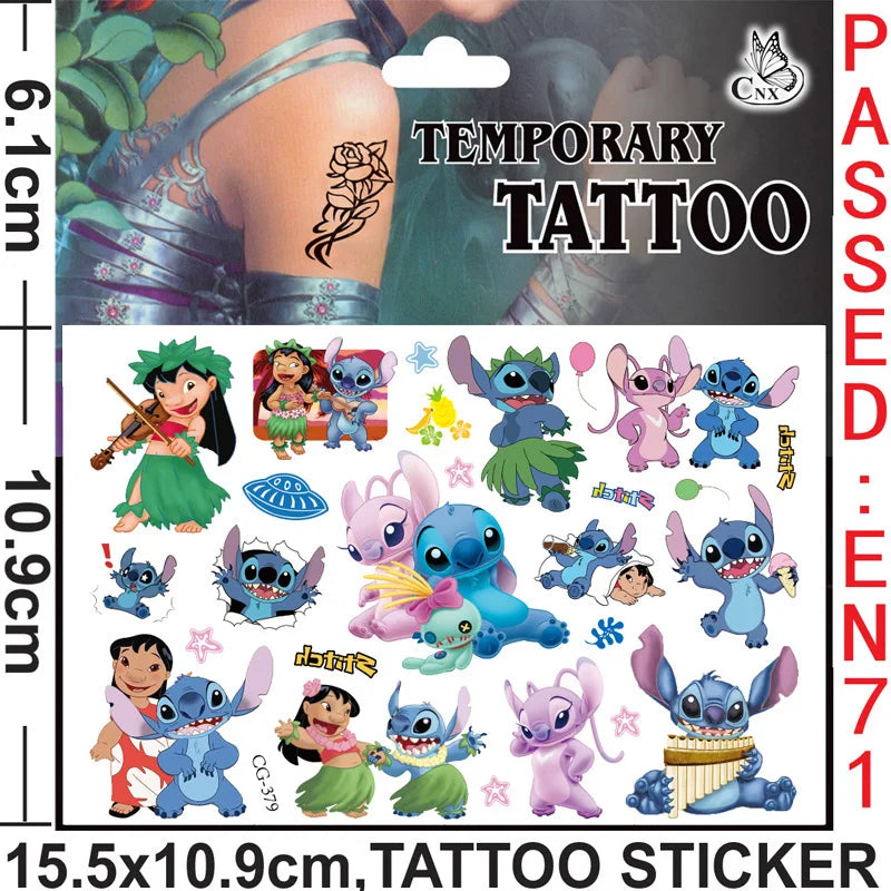 Disney Anime Lilo & Stitch Tattoo Stickers Kawaii Stitch