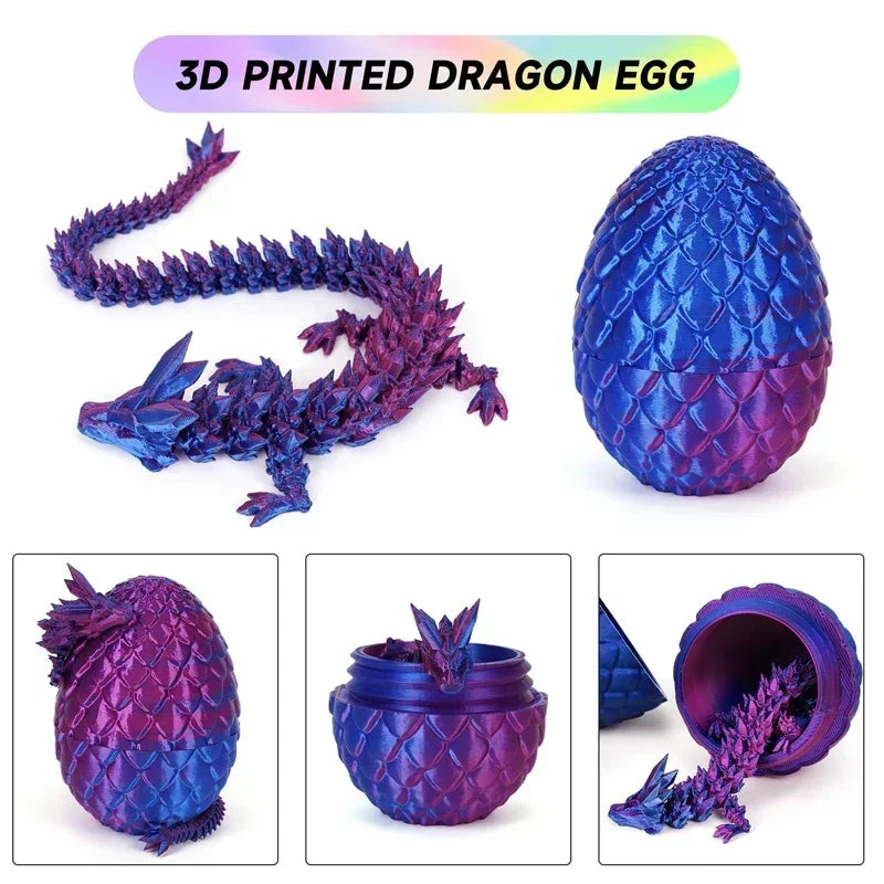 1/2PCS 3D Printed Dragon Egg with Dragon Movable Rotatable